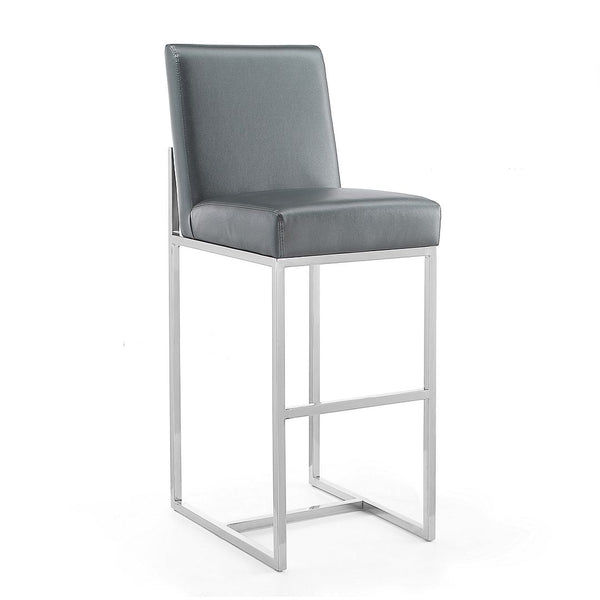 Manhattan Comfort Element 42.13 in. Graphite and Polished Chrome Stainless Steel Bar Stool