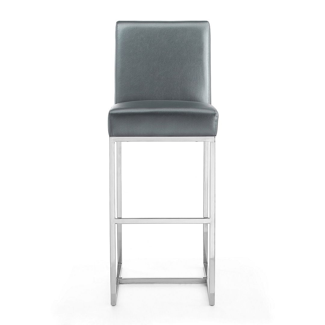 Manhattan Comfort Element 42.13 in. Graphite and Polished Chrome Stainless Steel Bar Stool