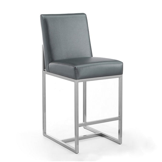 Manhattan Comfort Element 37.2 in. Graphite and Polished Chrome Stainless Steel Counter Height Bar Stool