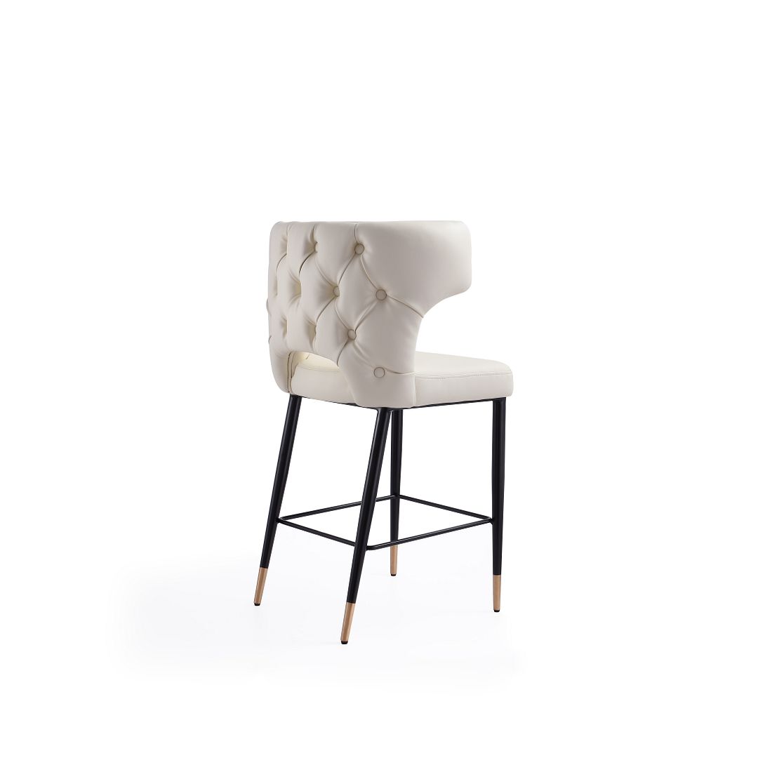 Manhattan Comfort Holguin 37" Counter Stool with Tufted Back Buttons in Cream