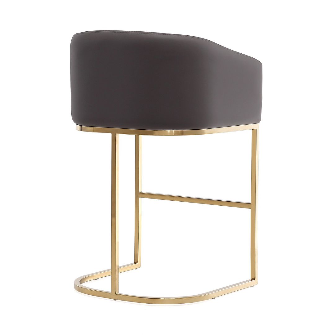 Manhattan Comfort Louvre 36 in. Grey and Titanium Gold Stainless Steel Counter Height Bar Stool