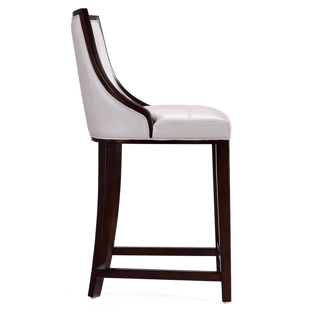 Manhattan Comfort Fifth Ave 39.5 in. White and Walnut Beech Wood Counter Height Bar Stool