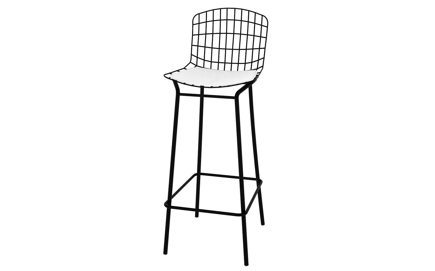 Manhattan Comfort Madeline 41.73" Barstool with Seat Cushion in Black and White (Set of 3)
