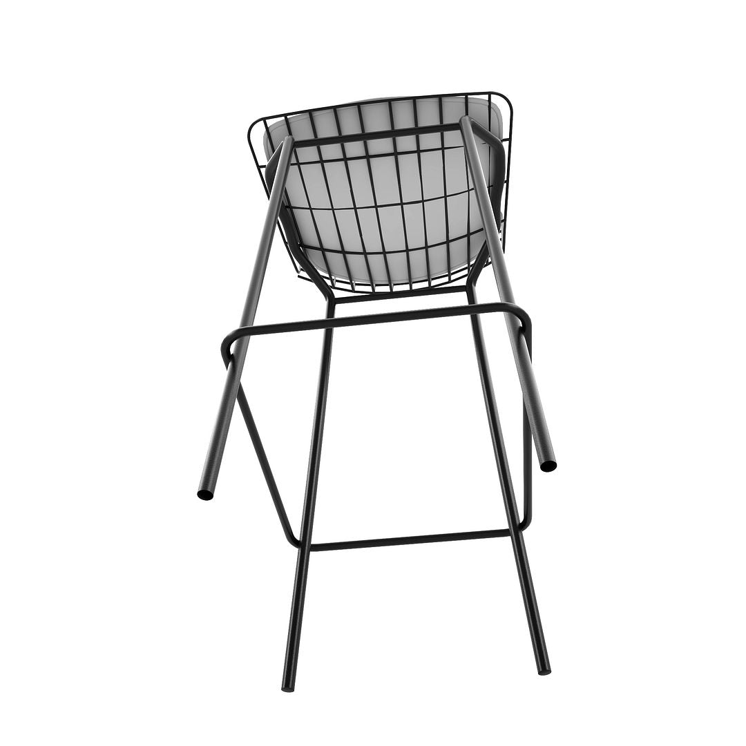 Manhattan Comfort Madeline 41.73" Barstool with Seat Cushion in Black and White (Set of 3)